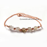 Natural Herkimer Bracelet, Crystal Bracelet, Copper Electroplated Bracelet, April Birthstone